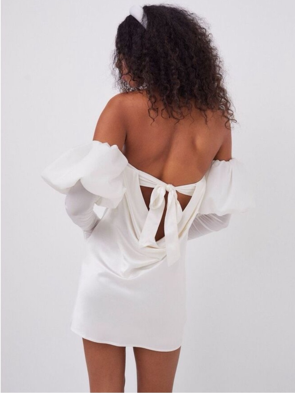 For Love & Lemons Hazel Detachable Puff Sleeve/Gloves Bridal Mini Dress NWT $279 - Picture 3 of 16